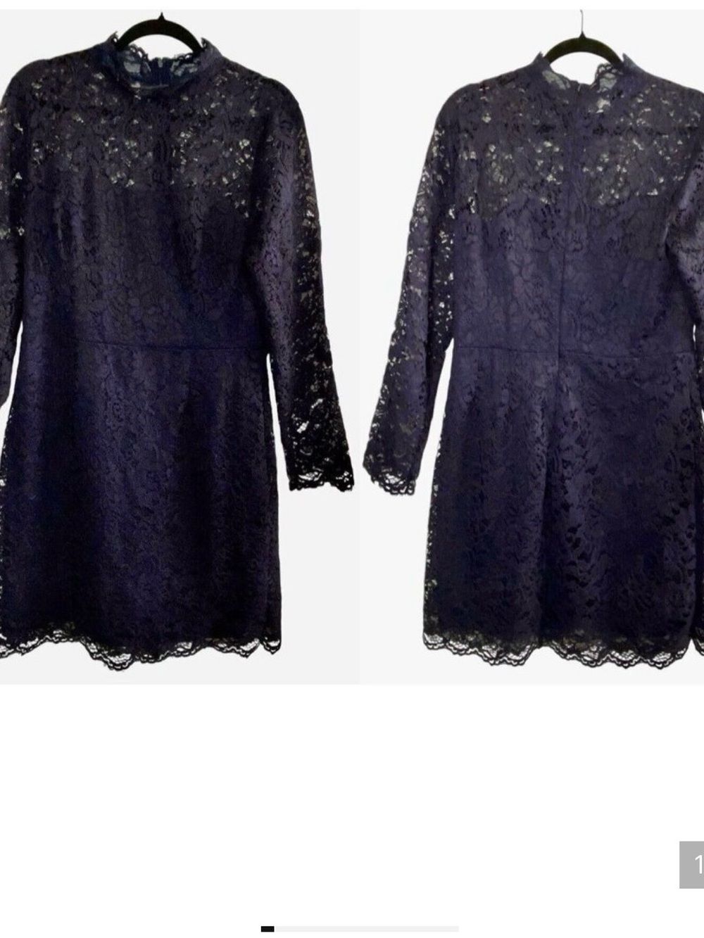 BETSEY JOHNSON Dress Lace Overlay Long Sleeves Cocktail Dark Purple 14 47-30